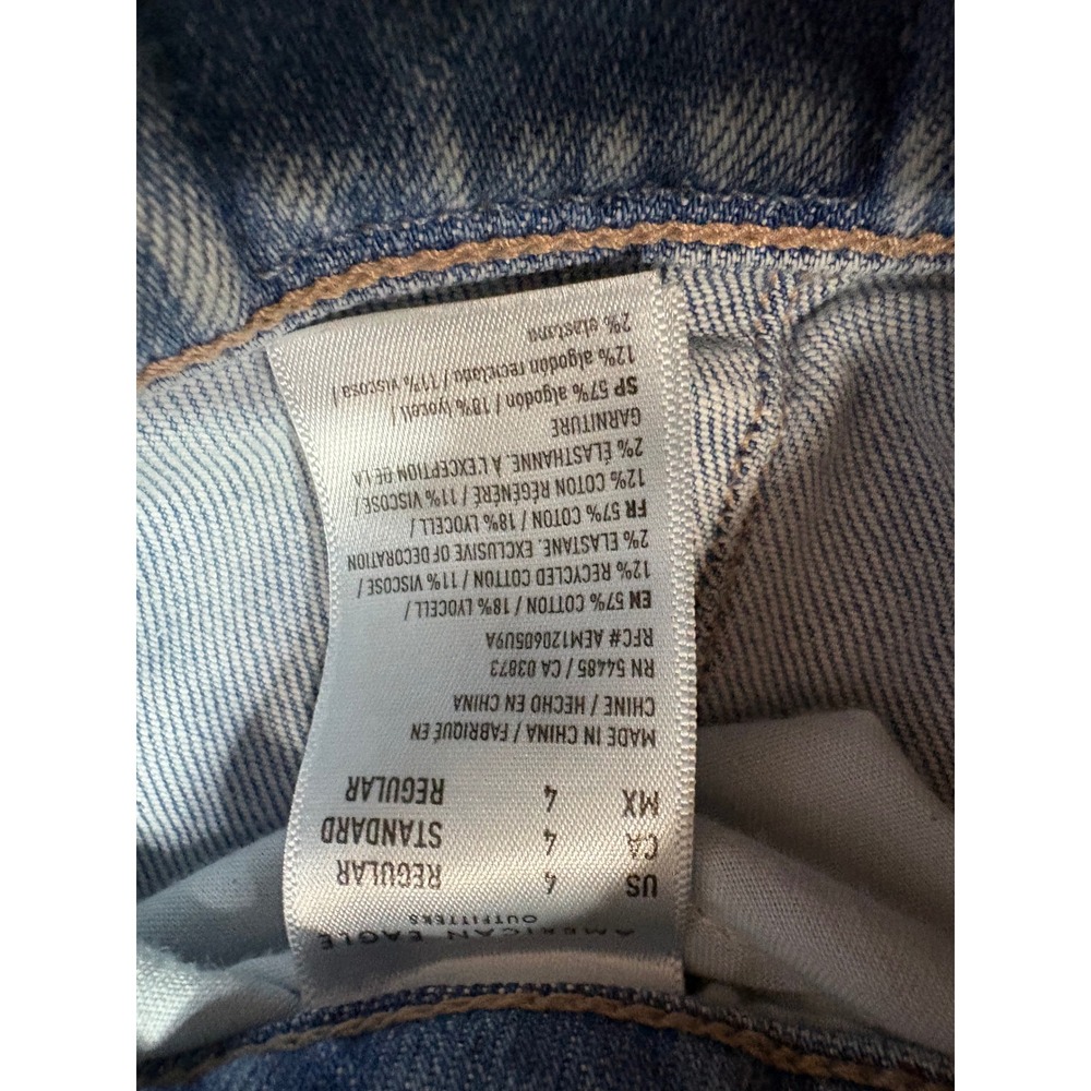 American Eagle Super High-Rise Baggy Wide Leg Cargo Jeans Light Wash Blue Size 4 - Picture 4 of 9